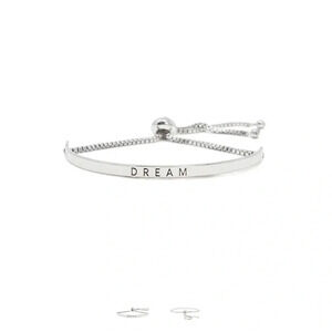 Dream inspirational adjustable bangle Dream  silver bracelet stainless steel